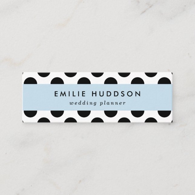 Polka Dots, Polka Dot Pattern, Black and White Mini Business Card (Front)