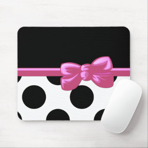 Polka Dots, Polka Dot Pattern, Black and White Mouse Pad