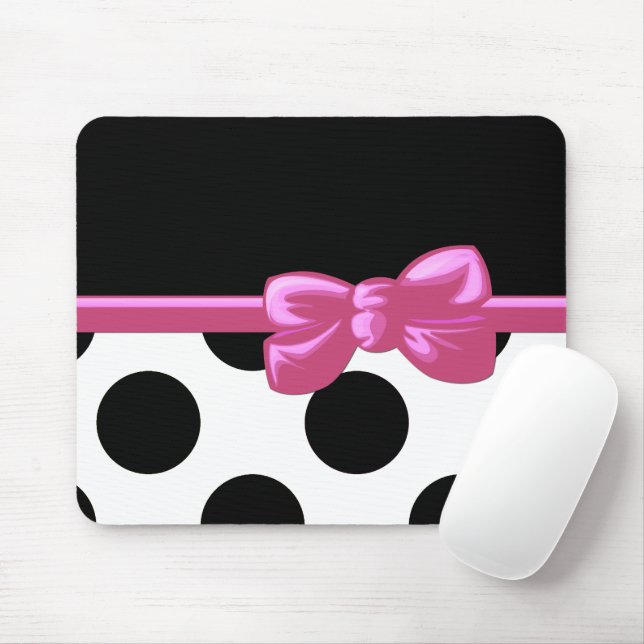 Polka Dots, Polka Dot Pattern, Black and White Mouse Pad (With Mouse)