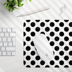 Polka Dots, Polka Dot Pattern, Black and White Mouse Pad