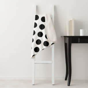 Polka Dots, Polka Dot Pattern, Black and White Sherpa Blanket
