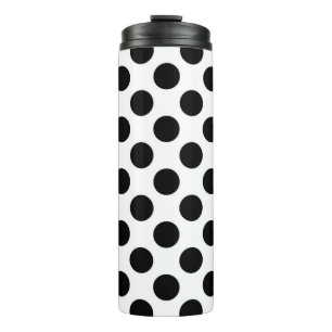 Polka Dots, Polka Dot Pattern, Black and White Thermal Tumbler