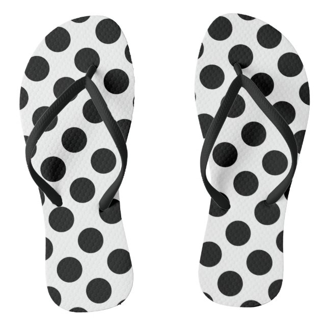 Polka Dots, Polka Dot Pattern, Black and White Thongs (Footbed)