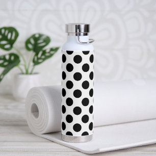 Polka Dots, Polka Dot Pattern, Black and White Water Bottle