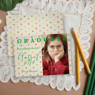 Polka Dots Pre-K Grad Photo Green & Sand Linen 