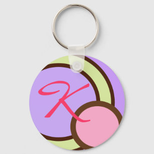 Polka Dots - Purple - Monogram keychain