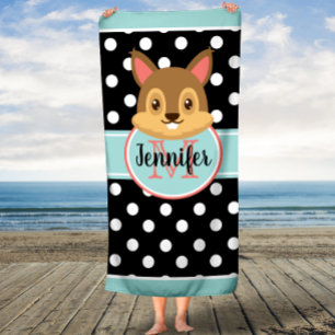 Polka Dots Rabbit Custom Kid's Bath Towel
