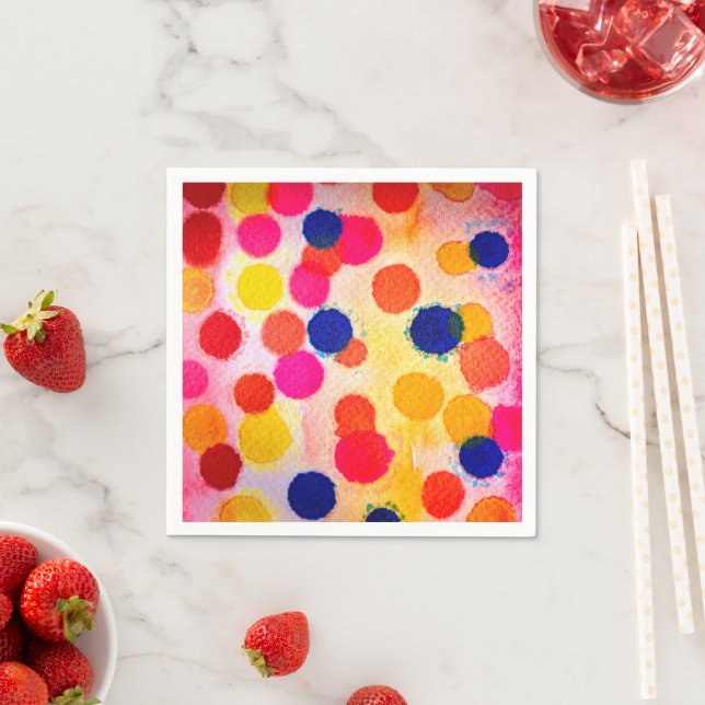 Polka dots rainbow waterclor napkin (Insitu)