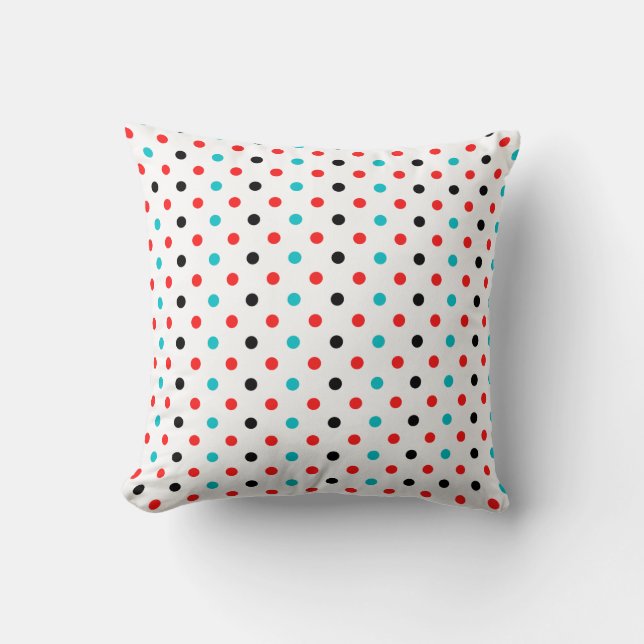 Polka Dots Red Blue Black Polka Dots Pattern Cushion (Front)