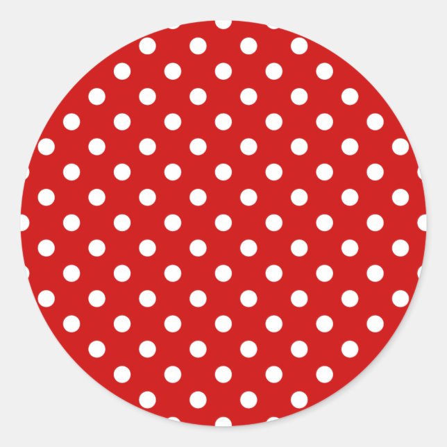Polka Dots Red + Custom Colour Classic Round Sticker (Front)