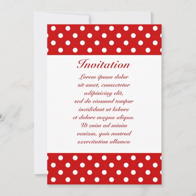 Polka Dots Red + Custom Colour Invitation (Front)