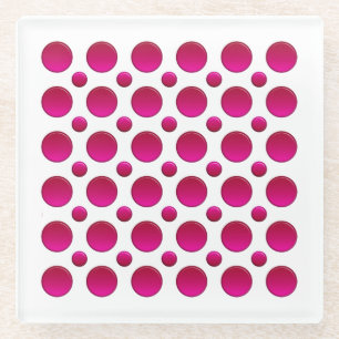 Polka Dots Red Gradient Glass Coaster