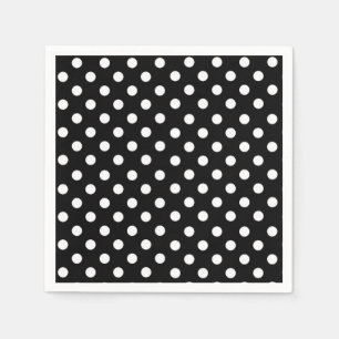 Polka-dots   retro black and white dots napkin
