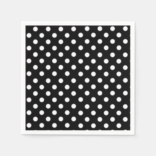 Polka-dots | retro black and white dots napkin (Front)