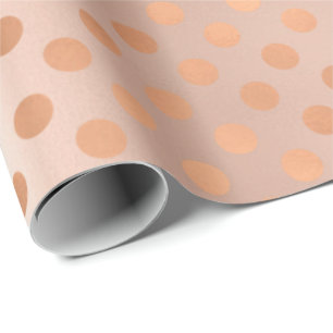 Polka Dots Rose Gold Blush Elegant Blush Powder Wrapping Paper