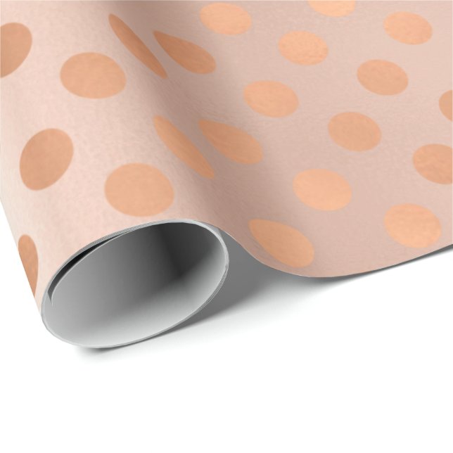 Polka Dots Rose Gold Blush Elegant Blush Powder Wrapping Paper (Roll Corner)