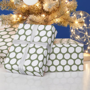 Polka Dots Sage Green and White  Wrapping Paper