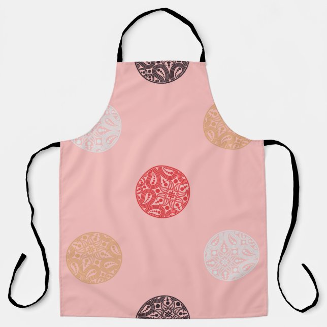 Polka dots seamless pattern. Mosaic of ethnic figu Apron (Front)