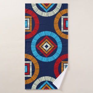 Polka dots seamless pattern. Mosaic of ethnic figu Bath Towel