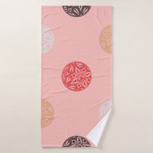 Polka dots seamless pattern. Mosaic of ethnic figu Bath Towel