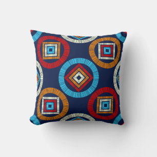 Polka dots seamless pattern. Mosaic of ethnic figu Cushion