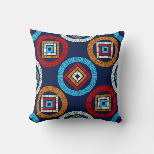 Polka dots seamless pattern. Mosaic of ethnic figu Cushion (Front)