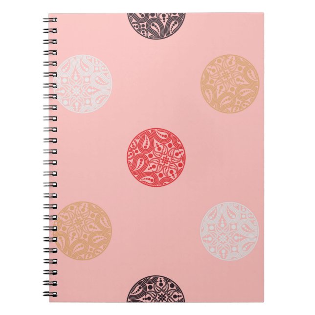Polka dots seamless pattern. Mosaic of ethnic figu Notebook (Front)