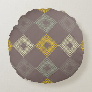 Polka dots seamless pattern. Mosaic of ethnic figu Round Cushion