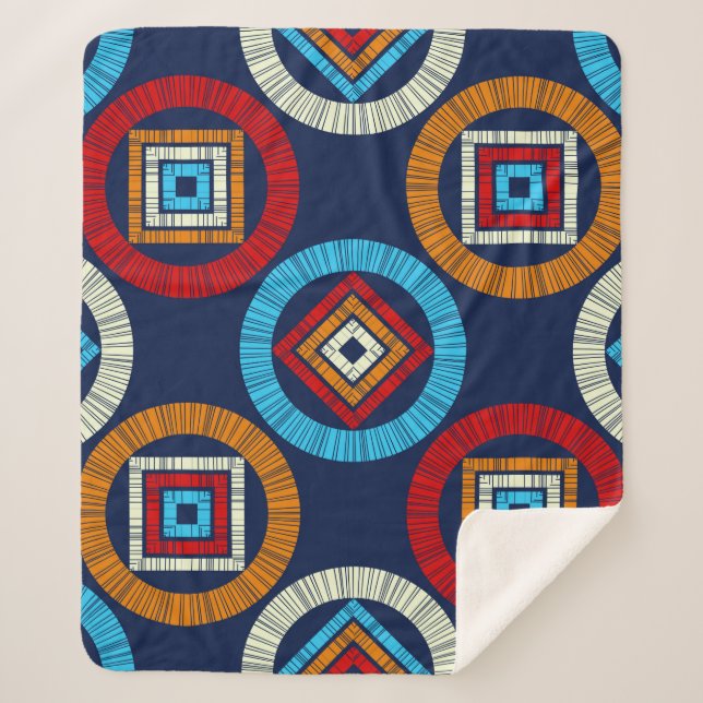 Polka dots seamless pattern. Mosaic of ethnic figu Sherpa Blanket (Front)