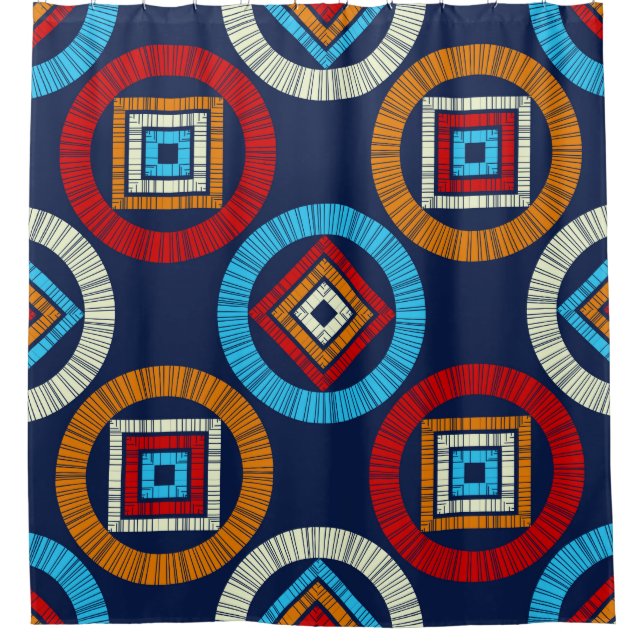 Polka dots seamless pattern. Mosaic of ethnic figu Shower Curtain (Front)