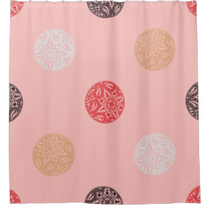 Polka dots seamless pattern. Mosaic of ethnic figu Shower Curtain