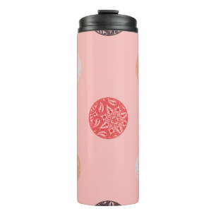 Polka dots seamless pattern. Mosaic of ethnic figu Thermal Tumbler