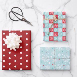 Polka Dots & Snowflakes Wrapping Paper Sheet