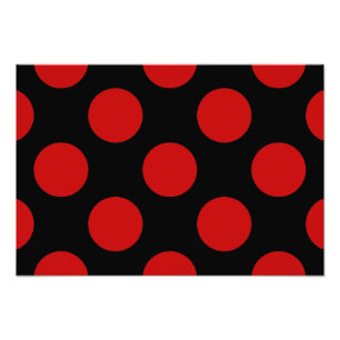 Polka Dots, Spots (Dotted Pattern) - Red Black Photo Print