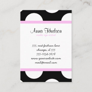 Polka Dots, Spots (Dotted Pattern) - White Black Business Card