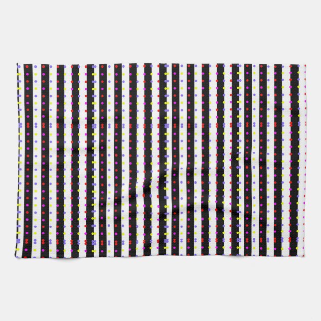 polka dots stripes geometric shapes pattern art tea towel (Horizontal)