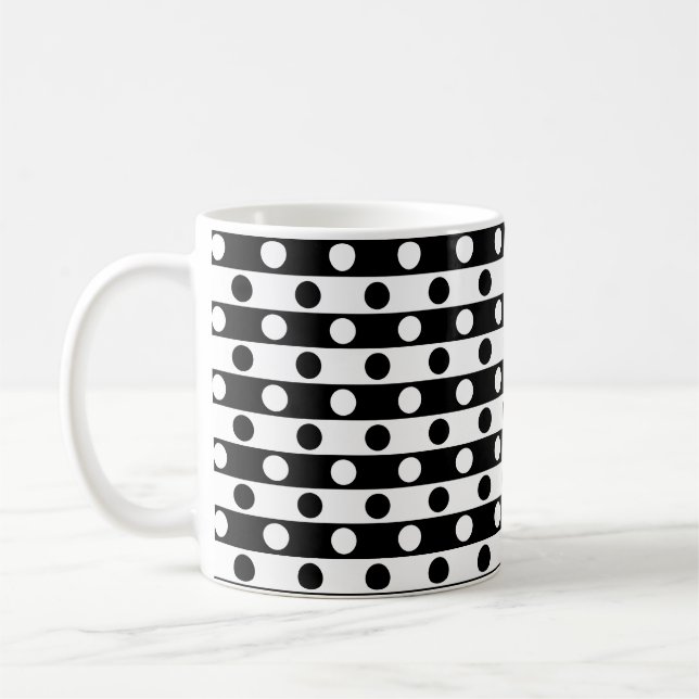 Polka Dots & Stripes Pattern - Black & White Tones Coffee Mug (Left)