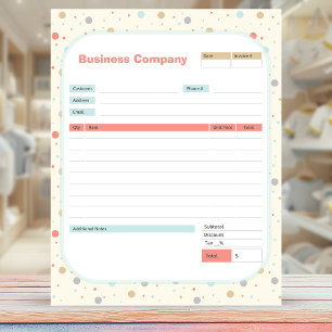 Polka Dots Theme Order Form/Invoice Notepad