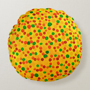 Polka dots watercolor seamless pattern round cushion