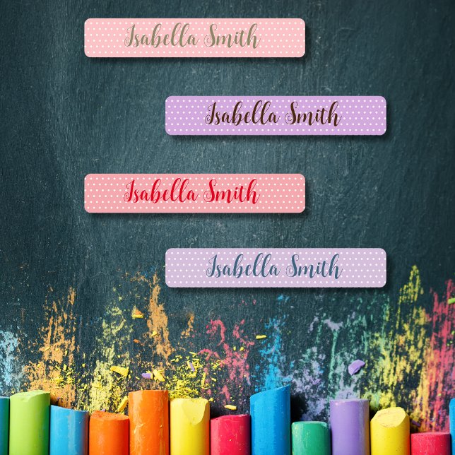 Polka Dots waterproof kids name clothing (Polka Dots waterproof kids name clothing Labels)