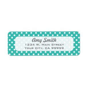 Polka Dots White and Aqua Return Address Labels