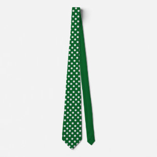 Polka dots white and forest green tie