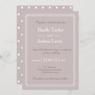 Polka dots white blush pink minimalist wedding invitation
