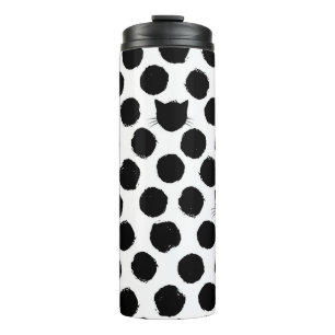 Polka Dots with Cat Faces: Playful Vintage. Thermal Tumbler