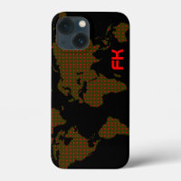 polka dots world map red initials