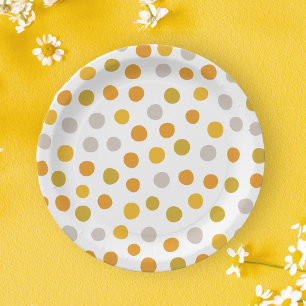 Polka dots yellow party paper plates