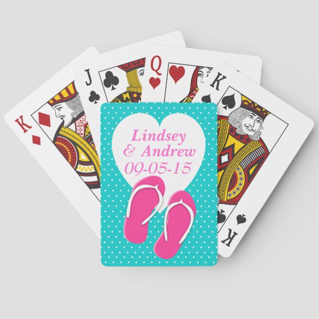 Polka dotsa and Flip Flops Heart Playing Cards (Back)