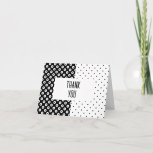 Polka-Dotted Black and White Colour Block Thank Yo Note Card
