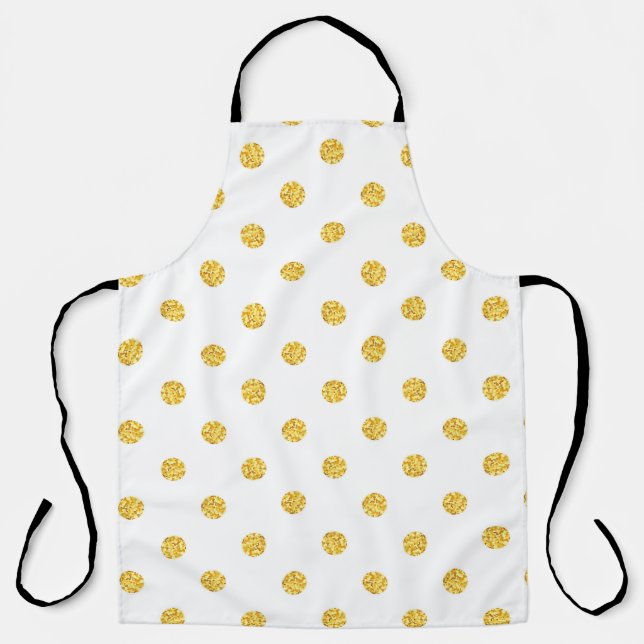 Polka Gold Glitter Dots Texture Apron (Front)