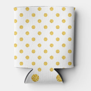 Polka Gold Glitter Dots Texture Can Cooler